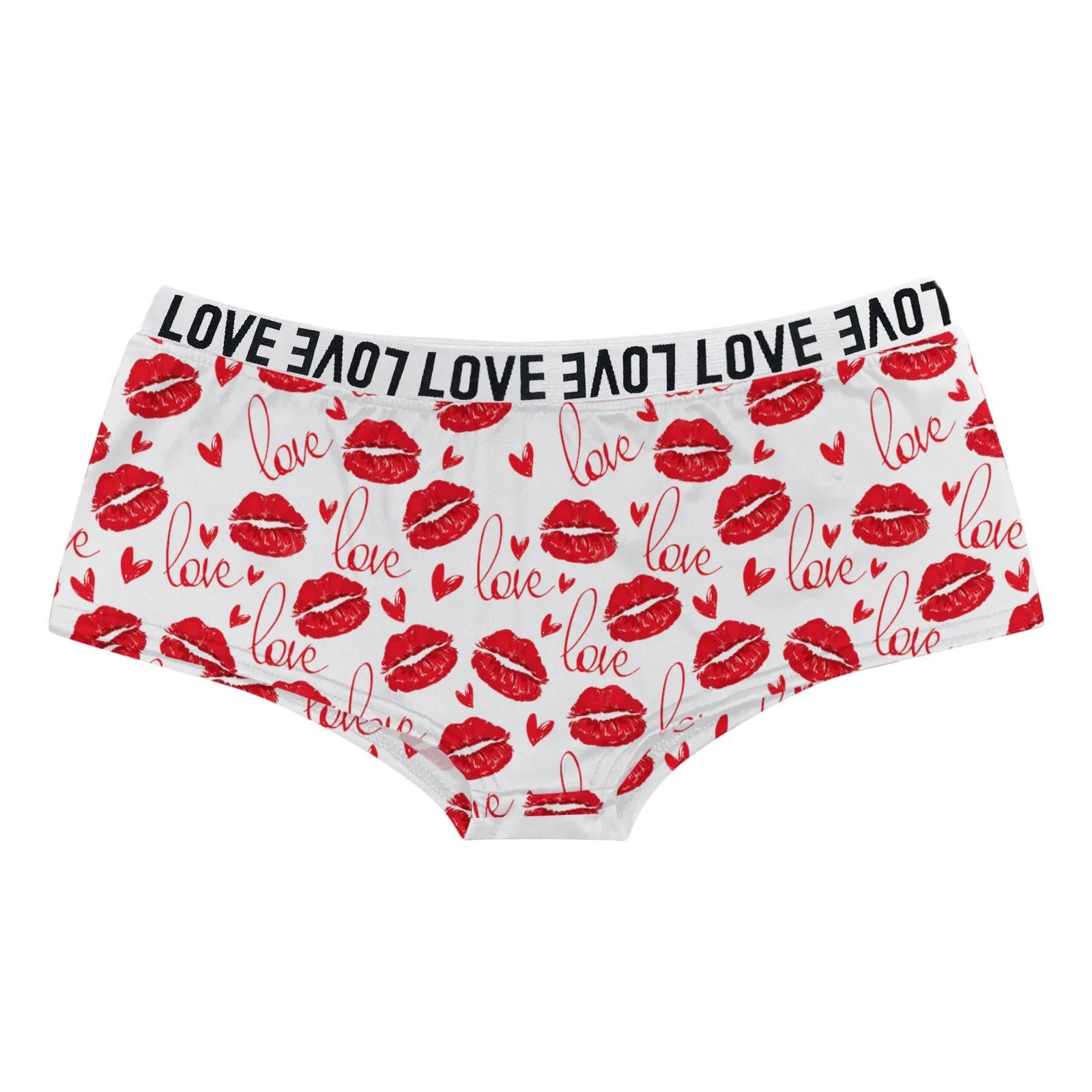Sexy Lips Print Brief Valentine's Day Lingerie High Waist Bodyshort Love Underpants Female Underwear