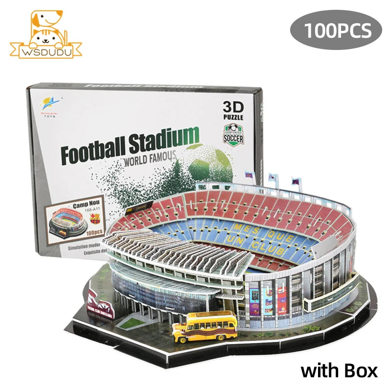3D Football Stadium Puzzle Paper Model Architecture Kit Adult Kids Craft Building Toy Home Decor Gift Jigsaw Collectible Play