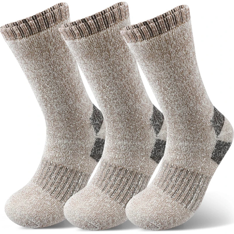 3Pairs Winter Men Socks Super Thick Thermal Mid Calf Socks Warm Wool Skiing Sports Socks
