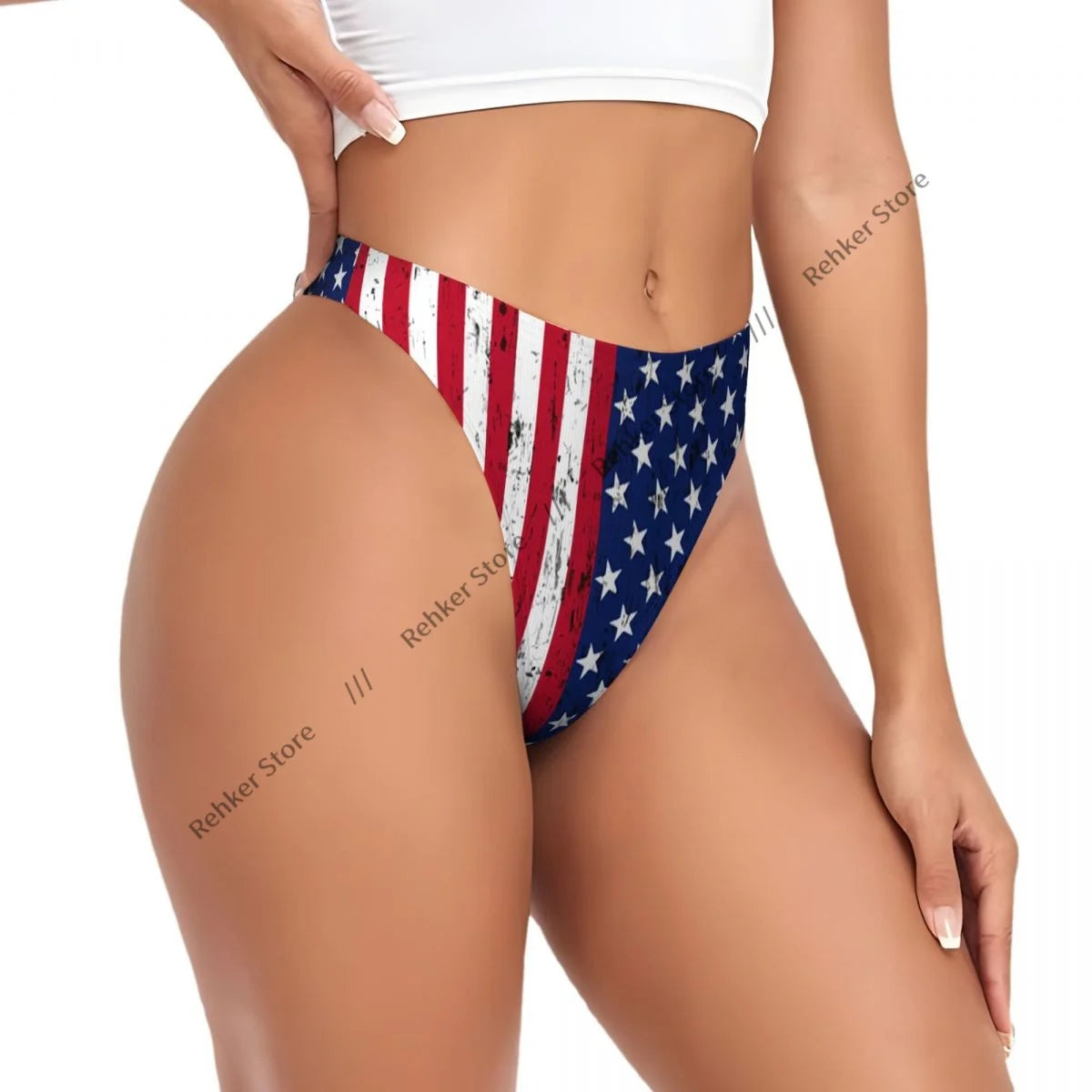Sexy G-string Thongs Women Panties American Flag Stars Stripes Underwear Lingerie Tanga