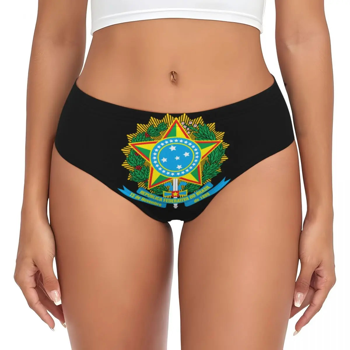 Custom Womens Brazilian Flag Panties Underwear Female Stretch Brief Panties Briefs Underpants