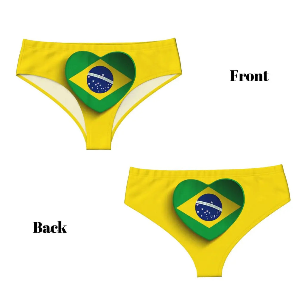 Custom Womens Brazilian Flag Panties Underwear Female Stretch Brief Panties Briefs Underpants
