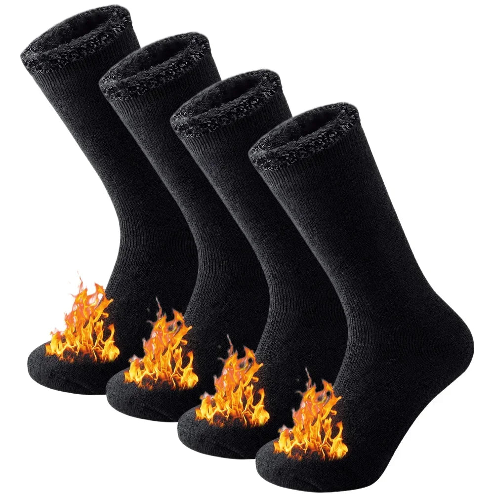 2 Pairs Pack Winter Thermal Socks For Men Women Cold Weather Insulated Socks Outdoor Hiking Skiing Warm Snow Thick Heated Socks