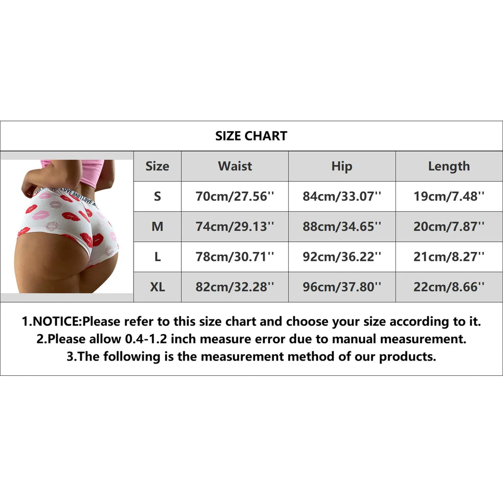 Sexy Lips Print Brief Valentine's Day Lingerie High Waist Bodyshort Love Underpants Female Underwear