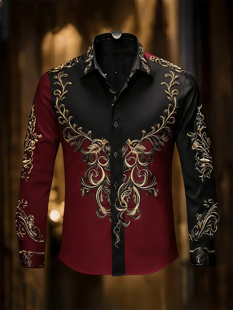 New men's 11 color 3D grid printed shirt with high-quality patterns, casual and fashionable long sleeved lapel shirt