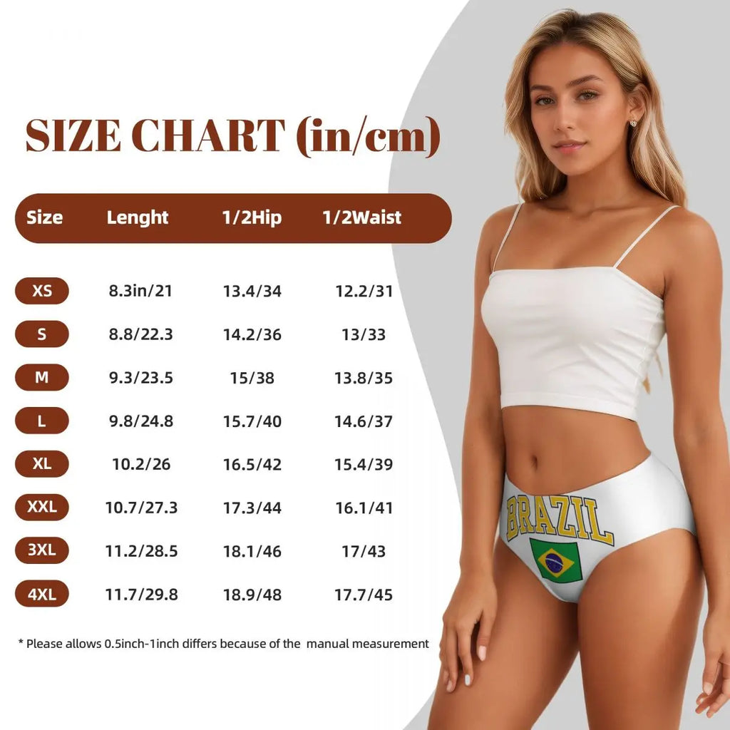 Custom Womens Brazil Flag Panties Breathable Brazilian Flag Briefs Underwear Valentine's Day Gifts Underpants