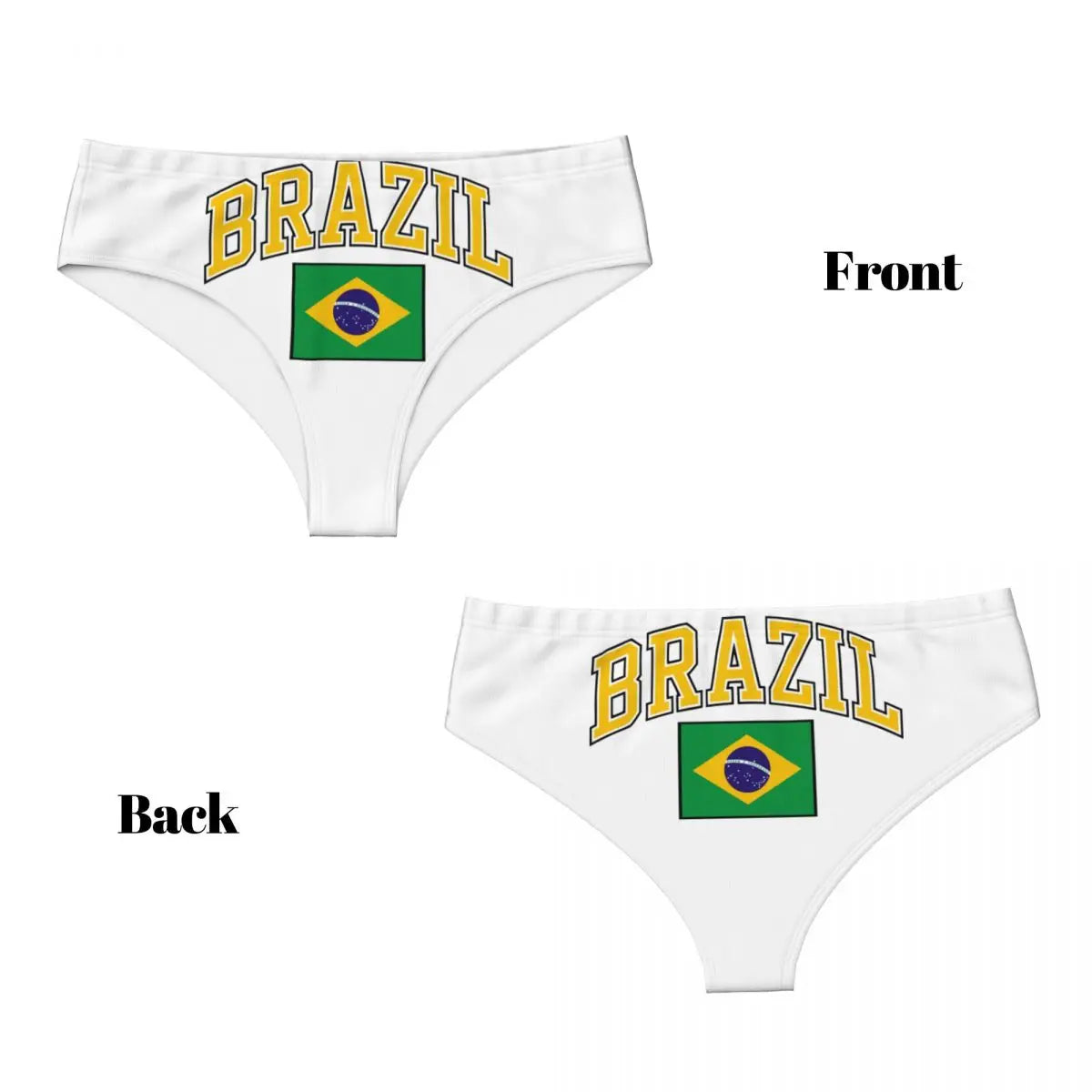 Custom Womens Brazil Flag Panties Breathable Brazilian Flag Briefs Underwear Valentine's Day Gifts Underpants