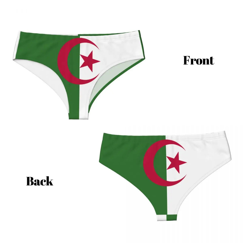 Custom Algeria Map Algerian Flag Brief Panties Womens Breathable Stretch Underwear Valentine's Day Gifts Underpants