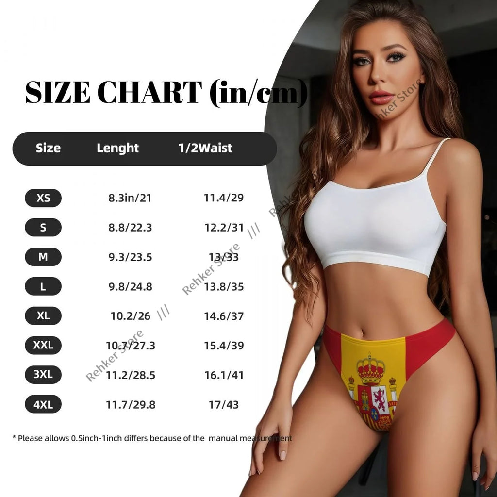 Sexy Panties Spain Flag Thongs Underwear Women Lingerie Breathable G-string