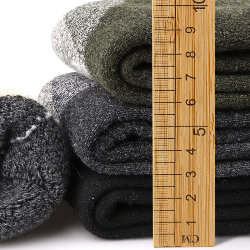3Pairs Super Thick Merino Wool Socks Male Men Winter Thermal Cashmere Socks Fleece Terry Loop Middle Tube Socks High Quality