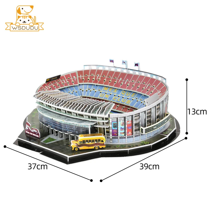 3D Football Stadium Puzzle Paper Model Architecture Kit Adult Kids Craft Building Toy Home Decor Gift Jigsaw Collectible Play