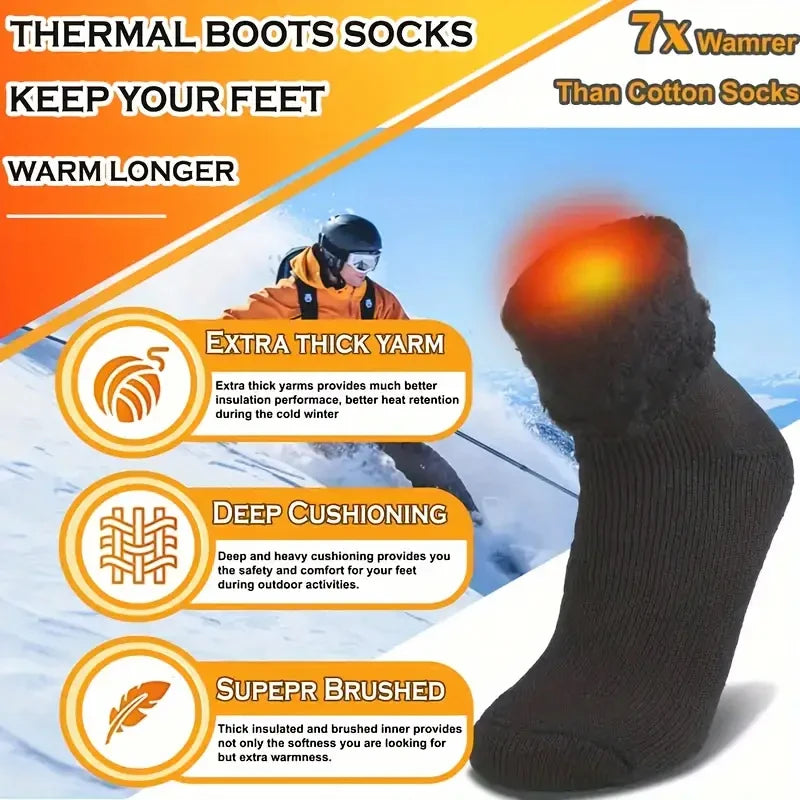 3 Pairs Boot Socks for Women Thermal Socks for Thick Winter Outdoors Warm Socks Soft Warm Classic Big Girl Cotton Socks