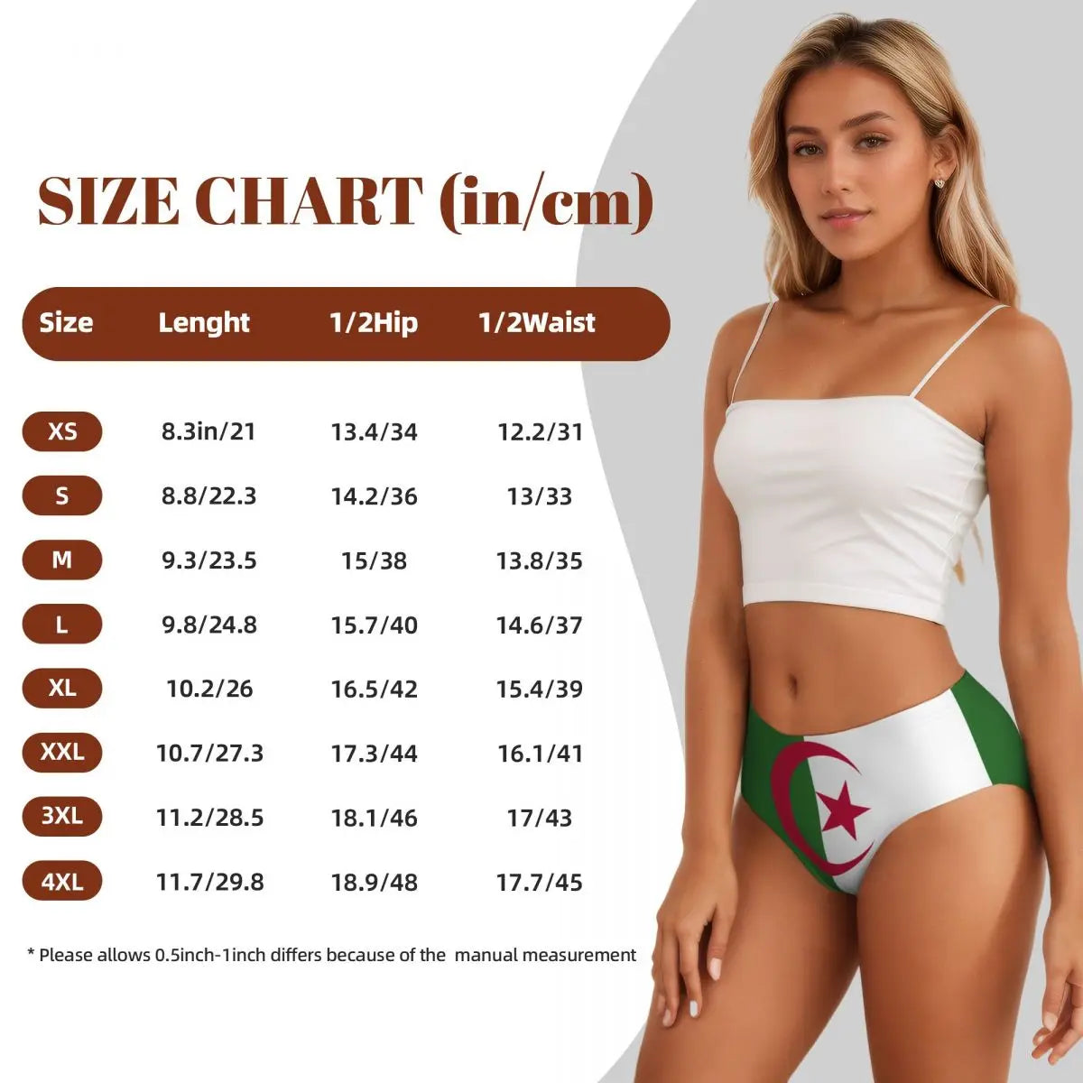 Custom Algeria Map Algerian Flag Brief Panties Womens Breathable Stretch Underwear Valentine's Day Gifts Underpants