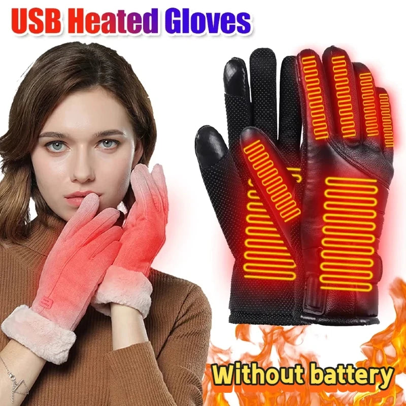 Electric Heating Gloves Men Women USB plug-in Winter Skiing Snowboarding Can Touch Screen Snow Gloves Without battery