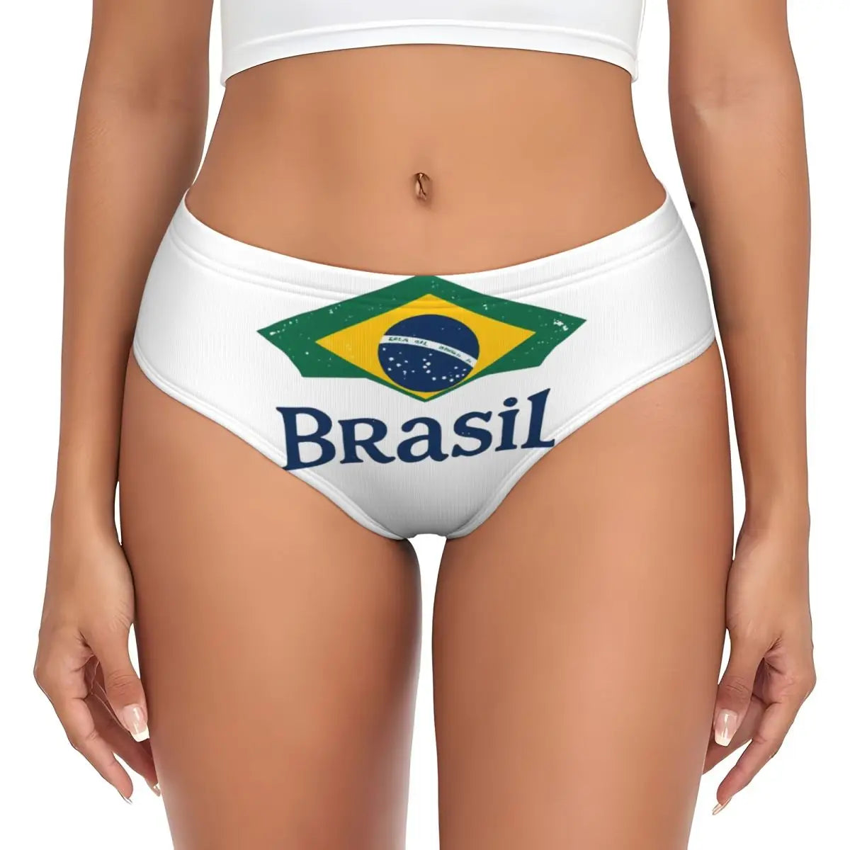 Custom Womens Brazil Flag Panties Breathable Brazilian Flag Briefs Underwear Valentine's Day Gifts Underpants