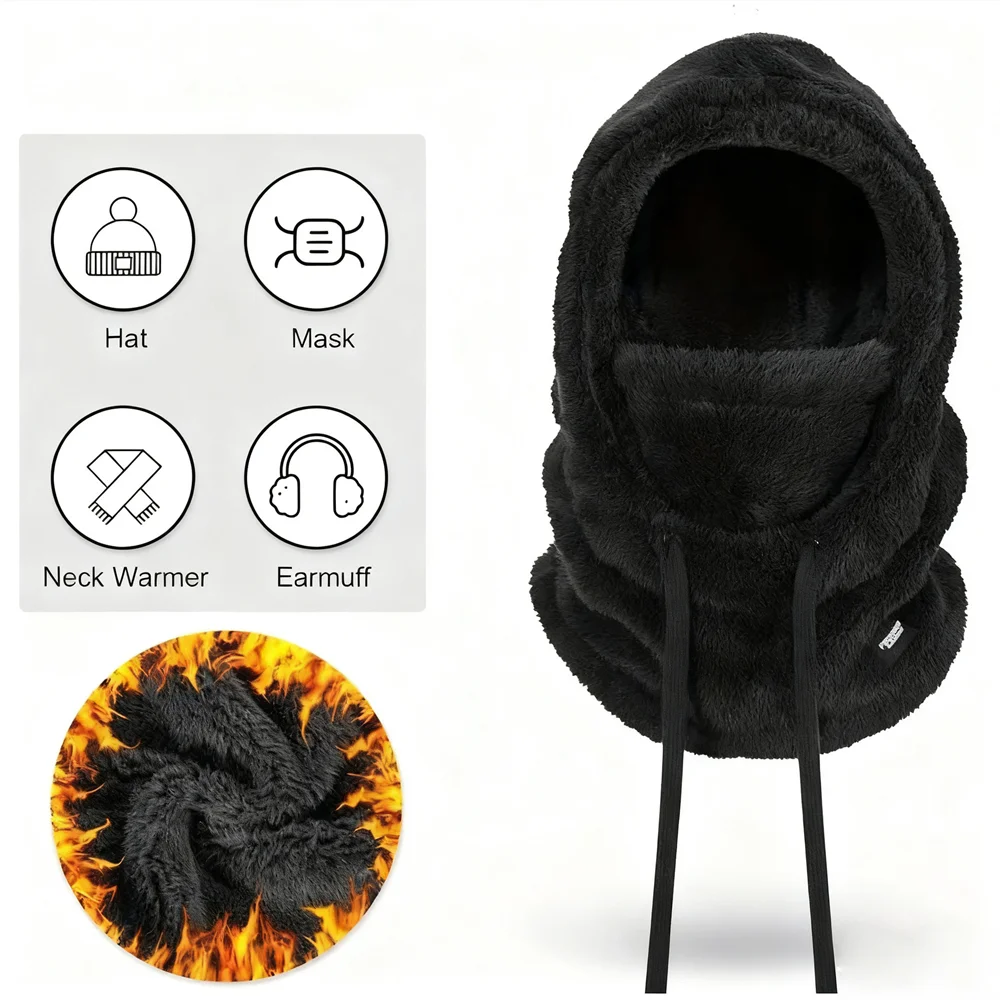 Winter Warm Thermal Windproof Balaclava Ski Hood Motorcycle Face Cover Polar Fleece Adjustable Cycling Neck Cover Full Face Mask