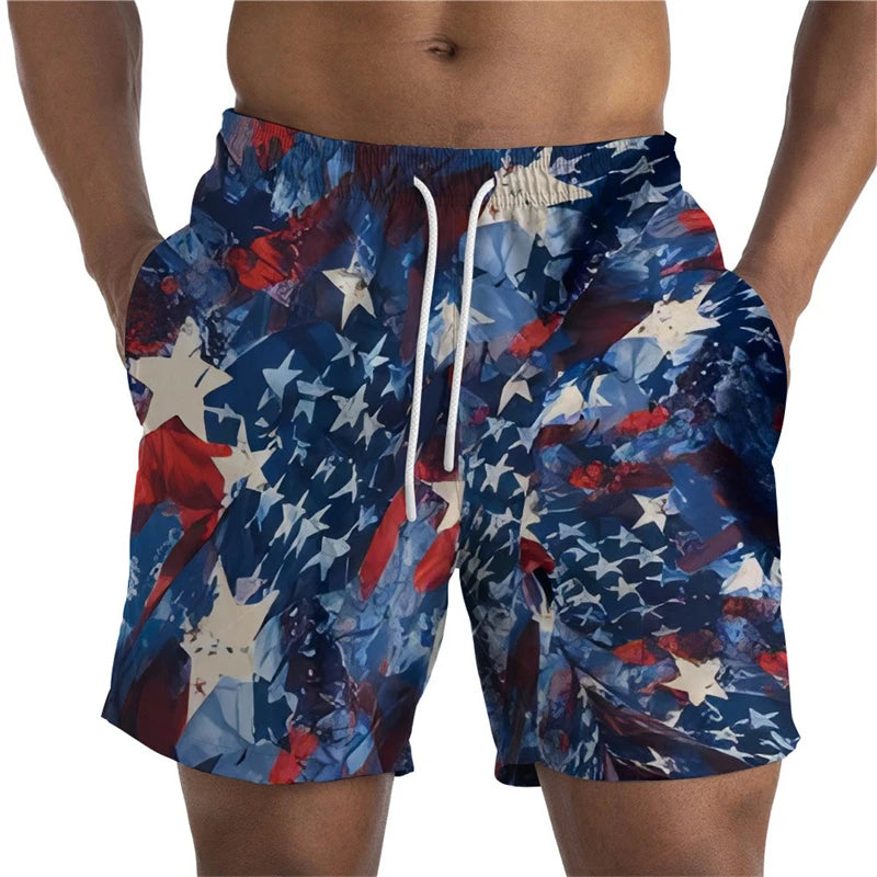 Newest Summer Mens Shorts USA UK National Flag 3D Print Casual Short Pant Teen Quick-drying Swimsuit Swim Trunks Cool Ice Shorts